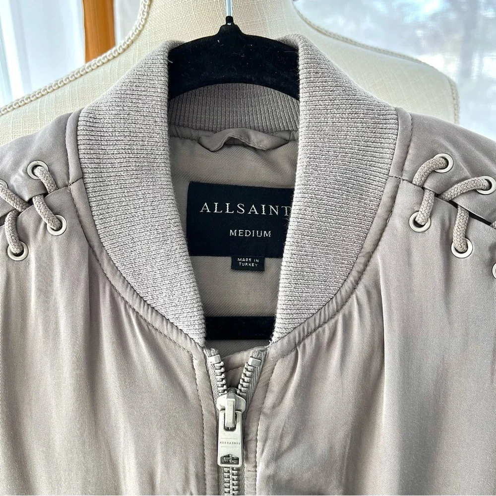 All Saints Bree Lace Bomber Jacket Size Medium - Picture 3 of 16